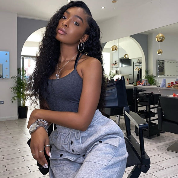 Black Long Curly Hair-140%(EXTRA THICK AS IN VIDEO)