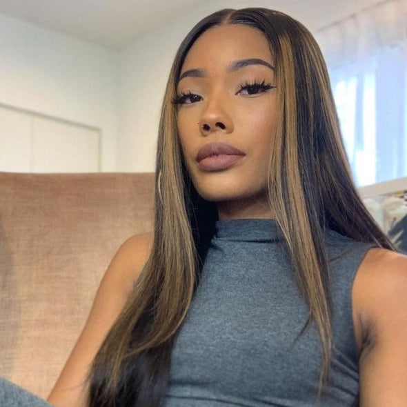 Glueless Brown Straight Long Wig