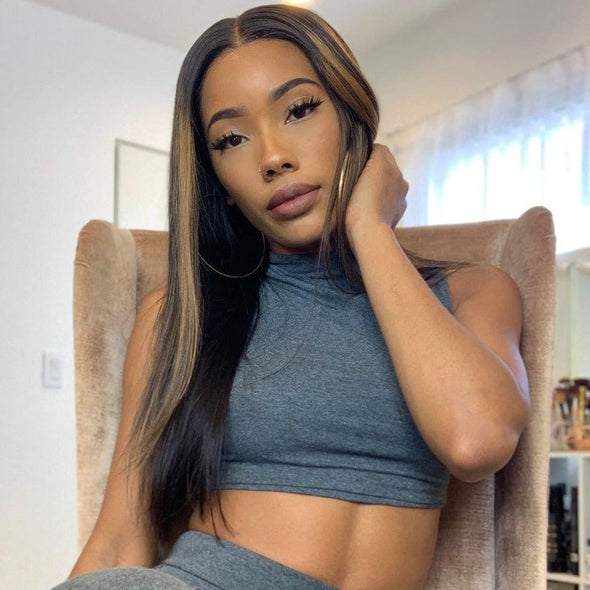 Glueless Brown Straight Long Wig