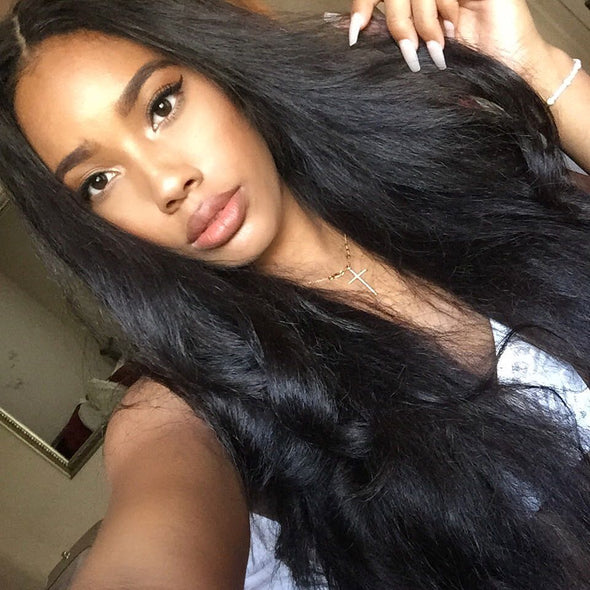 25inch Glueless GLAMOROUS WOMEN LONG STRAIGHT WIG（140%-Extra Thick As In Video)