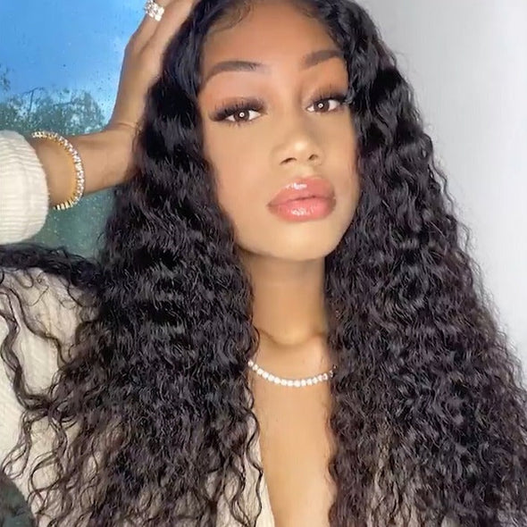 Glueless Night Black Deep Curly Hair Wig