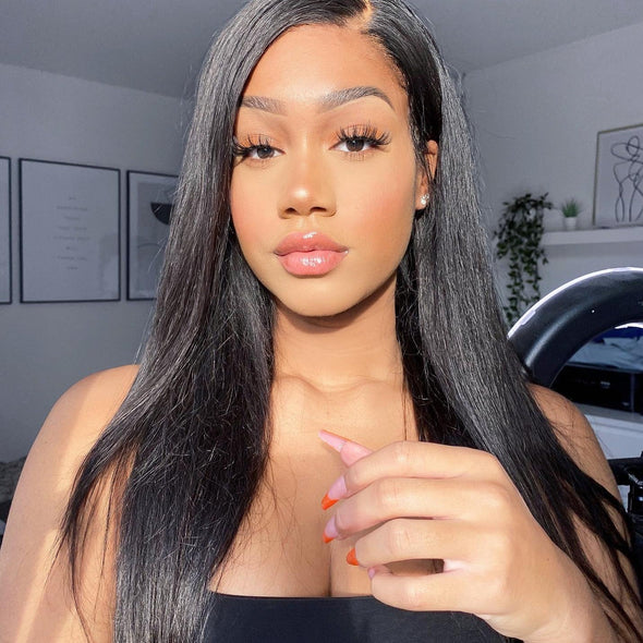 Bronze Black Straight Hair Wig