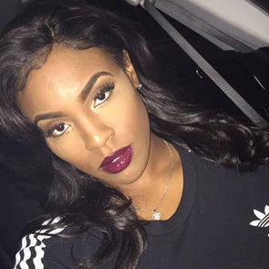 18" Natural Black Wave Glueless luxury wigs