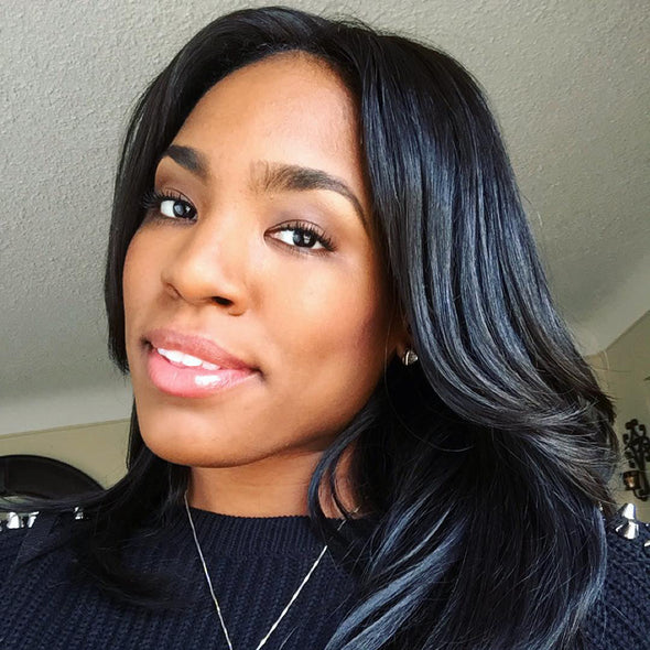 18" Natural Black Wave Glueless luxury wigs