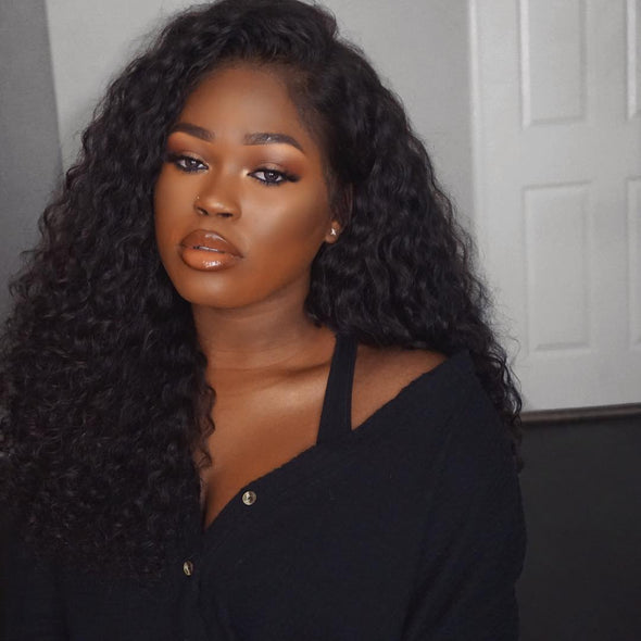 Black Deep Curly Prepluck Glueless Fashion Wigs