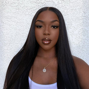 Glueless Black Straight Long Wig-9