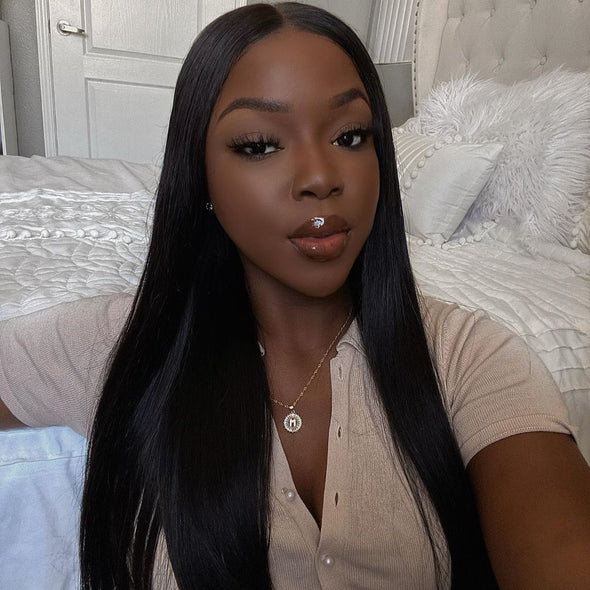Glueless Black Straight Long Wig-9