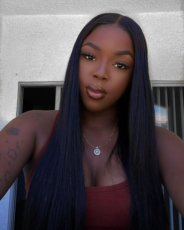 Glueless Black Straight Long Wig-9