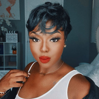 Glueless Black Pixie Cut Wig-1