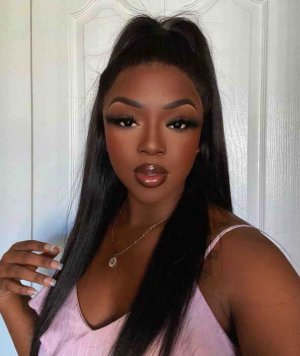 Glueless Black Straight Long Wig-9
