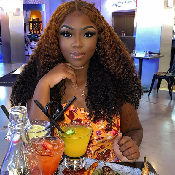 Glueness Brown Gradient Curly Wig-2