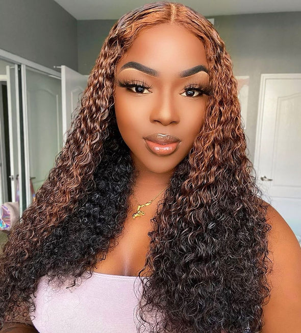 Glueness Brown Gradient Curly Wig-2
