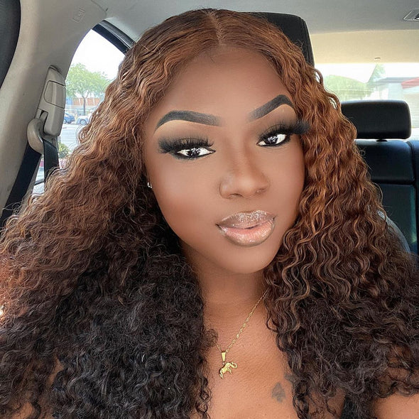 Glueness Brown Gradient Curly Wig-2