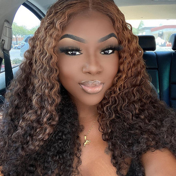 Glueness Brown Gradient Curly Wig-2