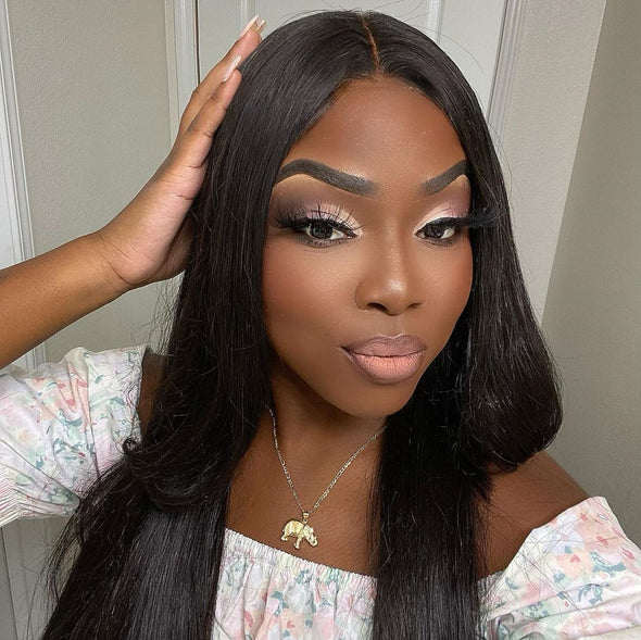 Glueless Black Straight Long Wig-9