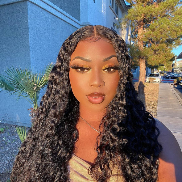 26" Glueless Black Curly Long Wig-6