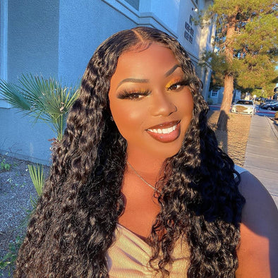 26" Glueless Black Curly Long Wig-6