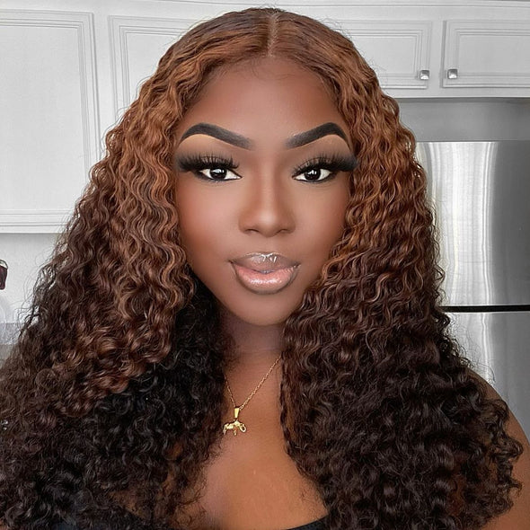 Glueness Brown Gradient Curly Wig-2