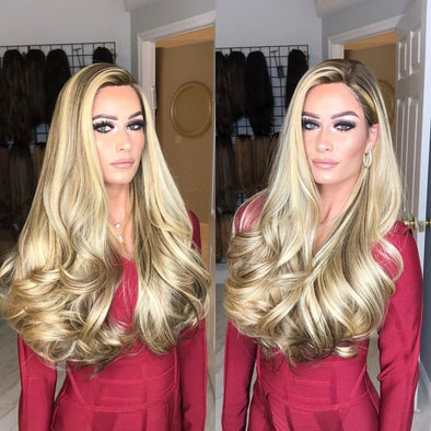 super gorgeous blonde long curly wig