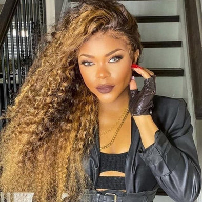 Brown Deep Curly Prepluck Glueless Fashion Wigs-36