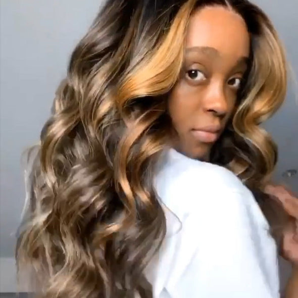 INS hotsale Brown wave wig—140%(EXTRA THICK AS IN VIDEO)