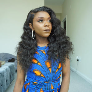 Black Mid-length Prepluck Glueless Fashion Virgin Hair Body Wave Wigs