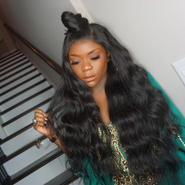 Black Wave Prepluck Glueless Fashion Virgin Hair Body Wave Wigs