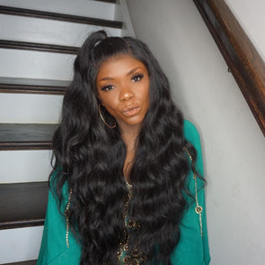 Black Wave Prepluck Glueless Fashion Virgin Hair Body Wave Wigs