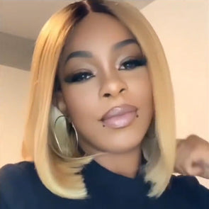 Striaght Gold Brazilian Bob Wig-140%