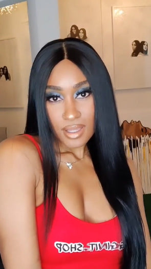 Gorgeous Black Straight Long Wig-140%(Extra Thick As In Video)